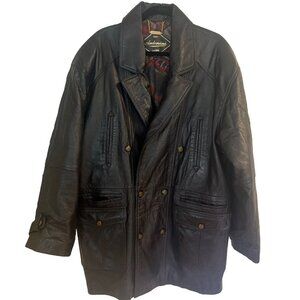 Vintage Antonini Leather Coat Men's Black Very Nice Retro Italian Sz 42